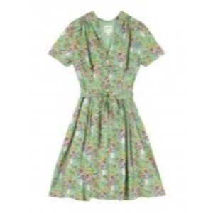 Joanie Clothing Barb Blue Floral Vase‎ Print Tea Dress NEW 16
